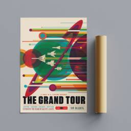 Nasa - The Grand Tour Space Retro Art Wrapped Framed Canvas Rolled Photo/Poster Print - thumbnail 3