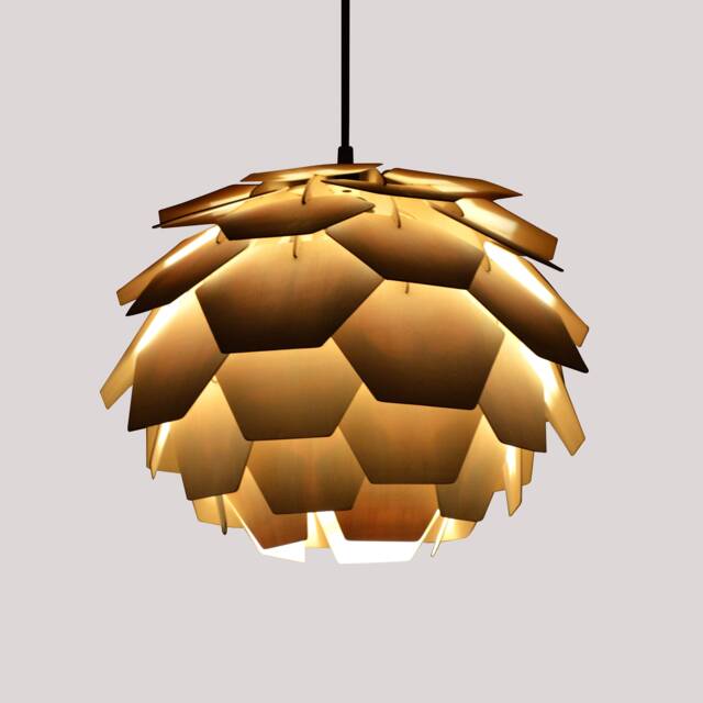 Lighting-Hexagonal Pine Cone Light-Wood Pendant Light-Chandelier-Ceiling LightArtichoke Light-Acorn Light-Hop Light - image 1