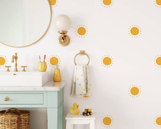 Sun Wall Decals - Sunshine Stickers, Boho Nursery, Kids Room Art, Playroom Decor - image 1