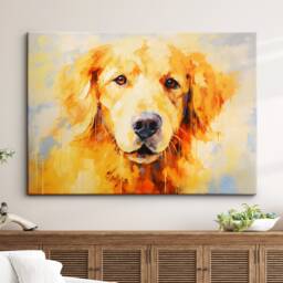 Colorful Golden Retriever Dog Pet Abstract Modern Oil Painting Wall Art Framed Canvas Poster Print Home Kitchen Living Room Decor Gift - thumbnail 1