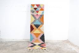 Abstract Colorful Wool Runner Rug Moroccan Berber Hallway Rug - thumbnail 1