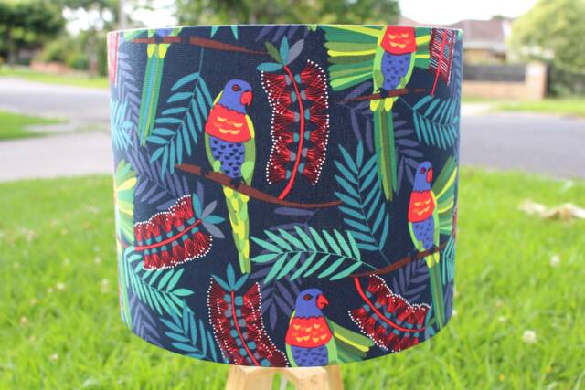 Rainbow Lorikeet Australiana Lampshade - Australian Native Flora & Fauna Lamp Shade Bottlebrush Plant Nature - image 1