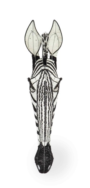 Beaded Zebra Wall Hanging/African Animals Head Trophy Funky Office Decor - image 1