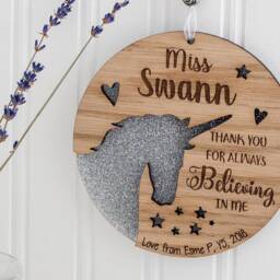 Unicorn Wall Hanging Teacher Thank You Gift, Thank For Believing in Me Personalised - thumbnail 1