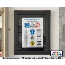 Portsmouth Fc Pompey Football Club 23/24 League One Winners Champions Team Stats Fan Wall Art Framed A3 Print Son Dad Husband Birthday Gift - thumbnail 2