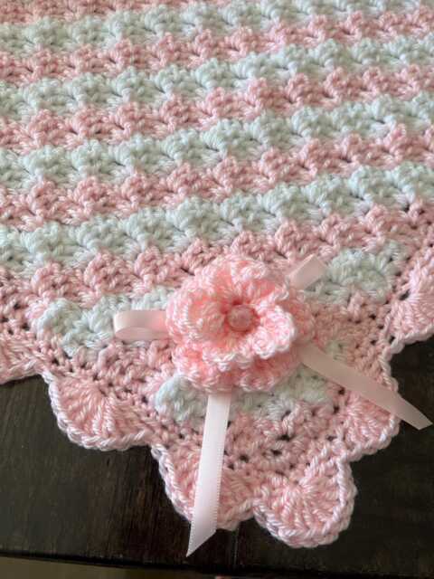 Pink & White Blanket - Baby Crochet Shower Gift For Girl New - image 1