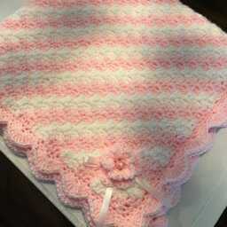 Pink & White Blanket - Baby Crochet Shower Gift For Girl New - thumbnail 4