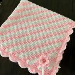 Pink & White Blanket - Baby Crochet Shower Gift For Girl New - thumbnail 2