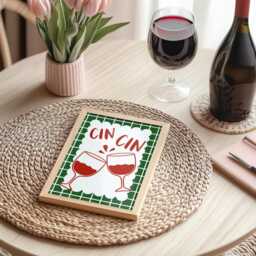 Cin Print, Wall Art For Wine Lovers, Green Kitchen Art, Dining Room Cheers Poster, Trendy Italian Gallery Print - thumbnail 3