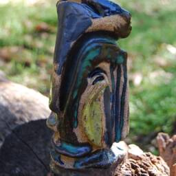 Original Hand Carved Abstract Ceramic Sculptural Statue Garden Gnome - thumbnail 2