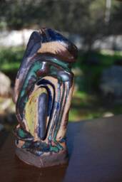 Original Hand Carved Abstract Ceramic Sculptural Statue Garden Gnome - thumbnail 1