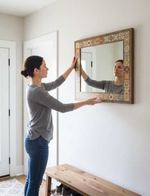 Wall Art, Decorative Mirrors, Decor, Mirrors For Bathroom, Bedroom, Living Room, Mirror Tiles, Christmas Gift, Mosaic Tile - image 1