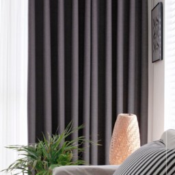 Set Of 2 Charcoal Brown Minimalist Blackout Curtains Linen Look Grey Bedroom Insulating Room Darkening Mid Century Modern - thumbnail 2