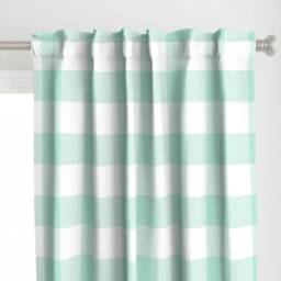 Lattice Plaid Curtain Panel - Shabby Chic Aqua Mint Check Baby Nursery Custom Large Buffalo in By Domesticate - thumbnail 1
