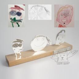 Handmade Silver Personalized Three Figured Tabletop Sculpture, Gifts From Your Child's Art, Unique Gift For Father's Day - thumbnail 1