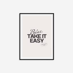 Take It Easy Print - Positivity Print, Retro Wall Home Decor, Affirmation Minimalist Art, Gallery Wall, Unframed - thumbnail 2