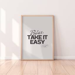 Take It Easy Print - Positivity Print, Retro Wall Home Decor, Affirmation Minimalist Art, Gallery Wall, Unframed - thumbnail 1