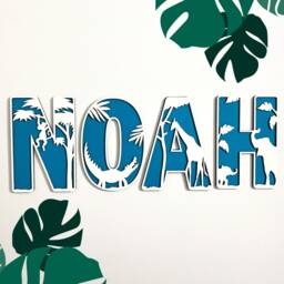 Safari Name Sign - Personalised Wooden Custom Decor Nursery Wall Art Jungle Theme - thumbnail 1