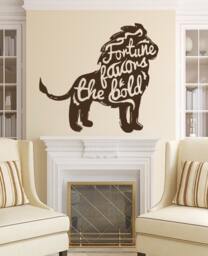 Wall Decals Quote Motivation Fortune Favors The Bold Decal Lion Vinyl Sticker Bedroom Nursery Baby Room Home Decor Art Murals Office Ms574 - thumbnail 1