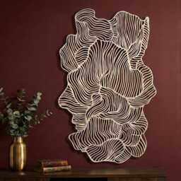 Black Metal Wall Art, Abstract Wave Sculpture, Large Modern Decor, Minimalist Industrial Housewarming Gift - thumbnail 3