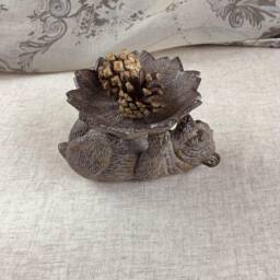 Bear On Back Candle Holder - Woodland Animal Trinket Dish - thumbnail 2