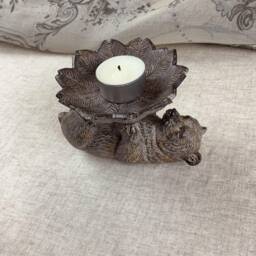 Bear On Back Candle Holder - Woodland Animal Trinket Dish - thumbnail 3