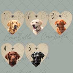 Personalised Labrador Wooden Heart Bauble, Any Colour Chocolate Golden Lab Rustic Neutral Wood Digital Name Dog Pet Gift Ideas Lover Owner - thumbnail 2