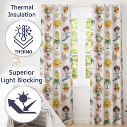 Dog Sun Boy Girl Tree Starfish Seamless Pattern Readymade Eyelet Ring Top Thermal 100% Blackout Curtains - thumbnail 3