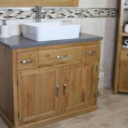 Bathroom Vanity Unit Oak Cabinet Wash Stand Grey Quartz & Ceramic Basin 1161Gqcbc - thumbnail 3