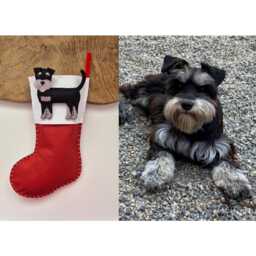 Custom Schnauzer Christmas Dog Stocking - Personalised Felt Dog Stocking/Sack Gift For Owner Portrait/Replica - thumbnail 3