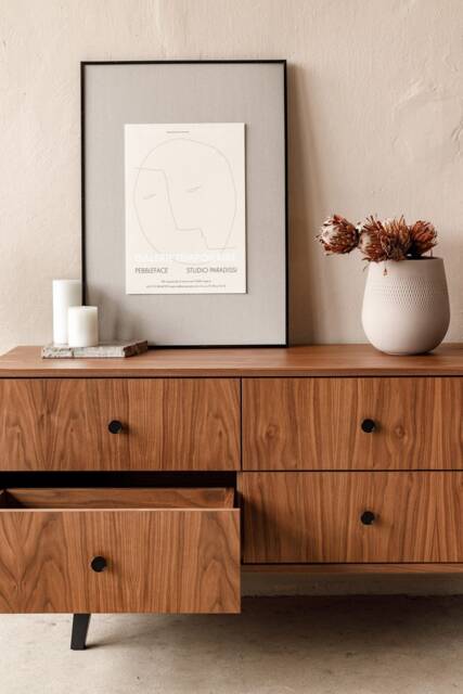 "Mid Century Sideboard, Tv Cabinet, Stand Walnut Veneer 6 Drawers ""Crown" - image 1
