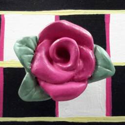 Whimsical Hand Painted Wood Mirror With Flower Pegs - thumbnail 2