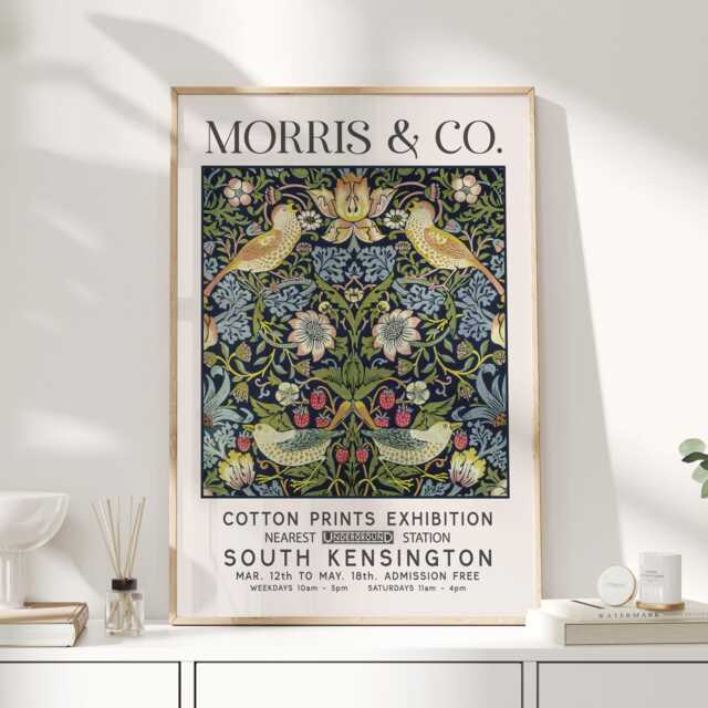 Morris & Co, William Print, Art, Exhibition Poster, Morris, Strawberry Thief Print - image 1