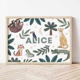Jungle Name Print - Customisable - Nursery Wall Art - Jungle Decor - Gender Neutral - Safari Plastic Free - thumbnail 1