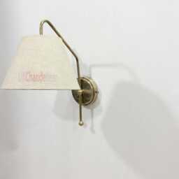 Aged Modern Brass Wall Sconce With Fabric Lamp Shade , Minimalist Home Decor - thumbnail 2