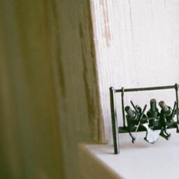 Bronze Swing Trio Musicians Sculpture - Cello, Flute, Violin, Lost-Wax Cast Miniature - thumbnail 3