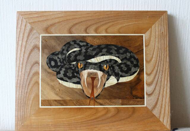 Marquetry Snake Wood Wall Art Mosaic Home Decor - image 1