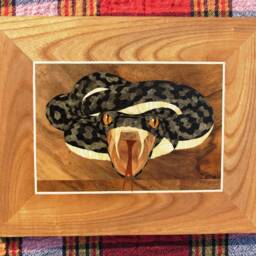 Marquetry Snake Wood Wall Art Mosaic Home Decor - thumbnail 4