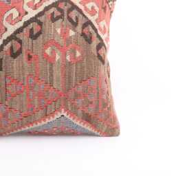 Handwoven Kilim Pillow Cover 16x16 Bohemian Turkish - thumbnail 2