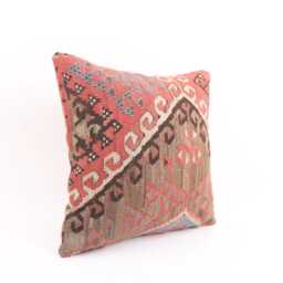 Handwoven Kilim Pillow Cover 16x16 Bohemian Turkish - thumbnail 3