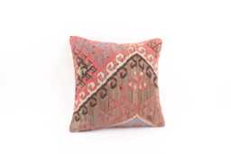 Handwoven Kilim Pillow Cover 16x16 Bohemian Turkish