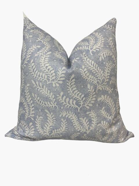 Schumacher Etched Fern Blue Double Sided Cushion Cover Pillow Decorative - image 1