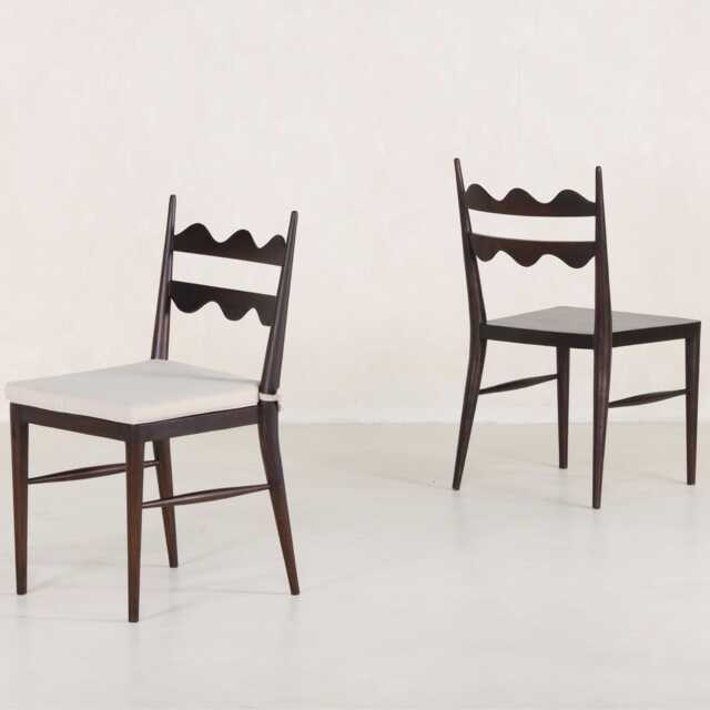 French Modern Wave Wooden Dining Chair - image 1