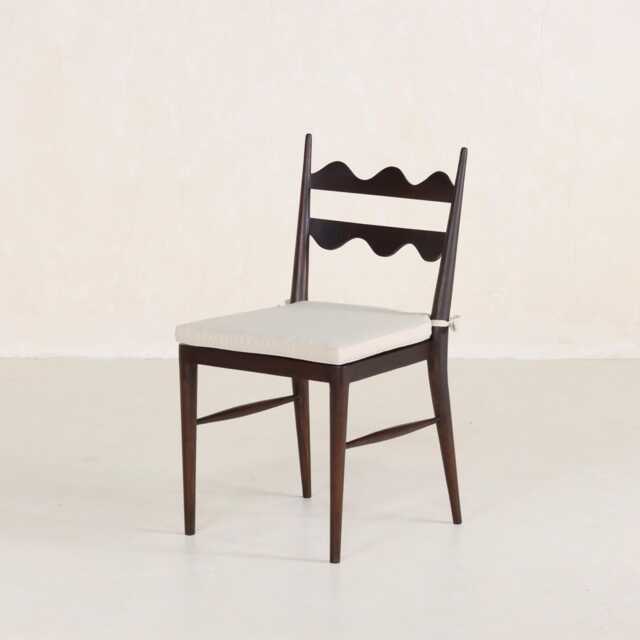 French Modern Wave Wooden Dining Chair - image 1