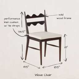 French Modern Wave Wooden Dining Chair - thumbnail 2