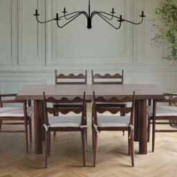 French Modern Wave Wooden Dining Chair - thumbnail 3