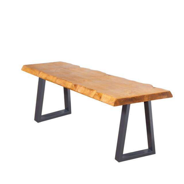 Live Edge Bench With Trapezium Legs - Industrial Reclaimed Timber Style - image 1