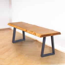Live Edge Bench With Trapezium Legs - Industrial Reclaimed Timber Style - thumbnail 2