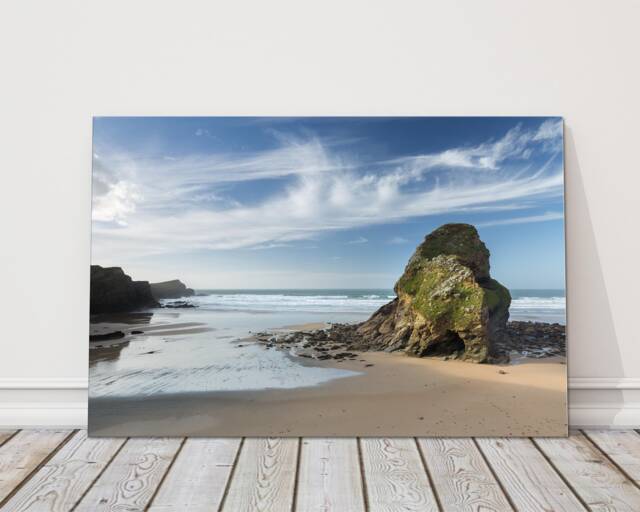 Whipsiderry Beach, North Cornwall Picture Canvas Print Near Newquay Porth Island Beautiful Landscape Sea - image 1