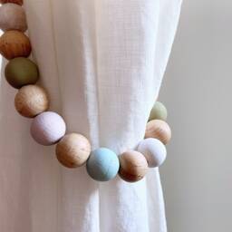 Rainbow Beaded Curtain Tiebacks Eco-Friendly Nursery Decor - Set Of 2